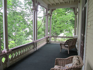 The upstairs porch from where Patricia viewed Chautauqua
