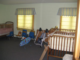 The cribs in the nursery where Karen didn't want to sleep.
